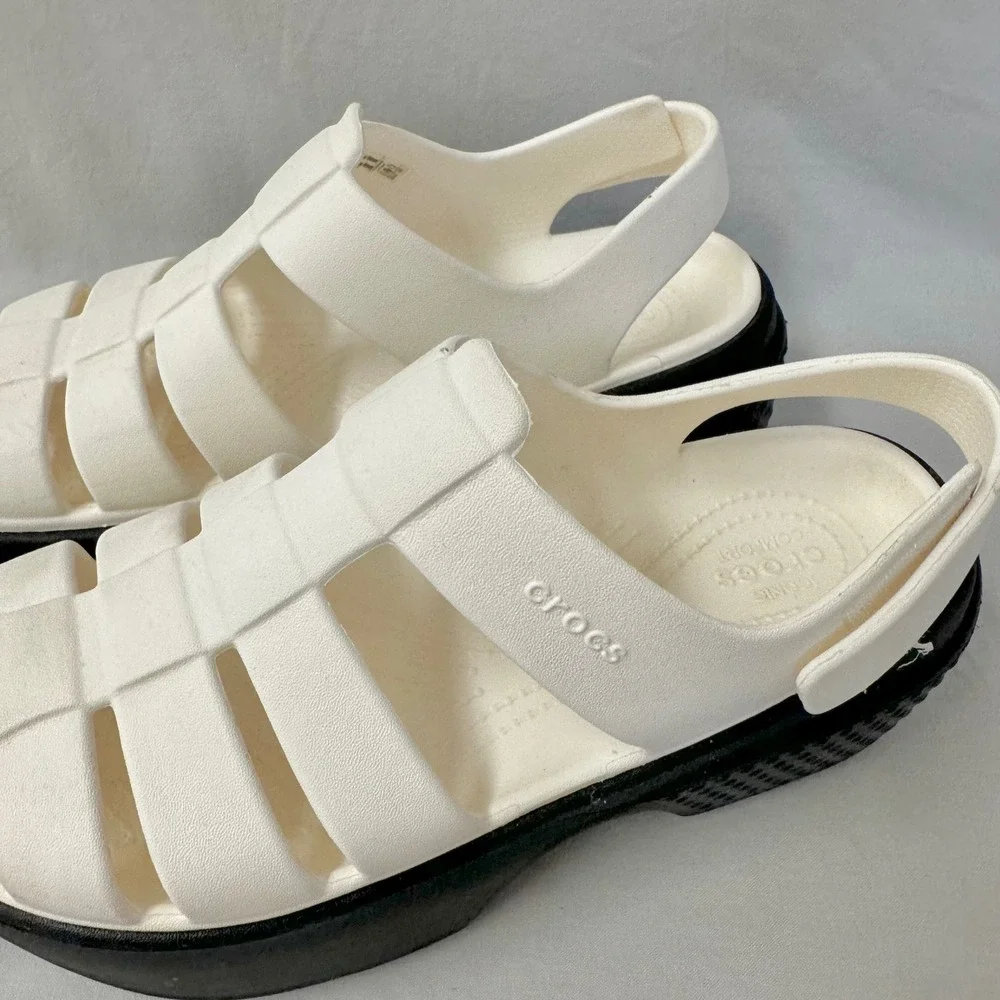 Crocs‎ Stomp Fisherman Sandals in Chalk Sandals Womens 9 Chunky Platform Caged